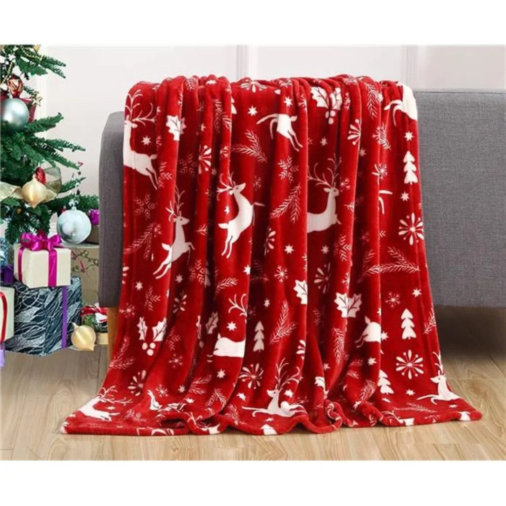 Elegant Comfort Luxury Velvet Super Soft Christmas Prints Fleece